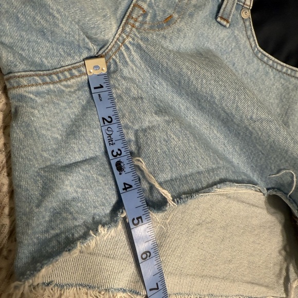 Madewell Maternity Light Blue Denim Jean Shorts with Navy Accents size 27 - Picture 10 of 13